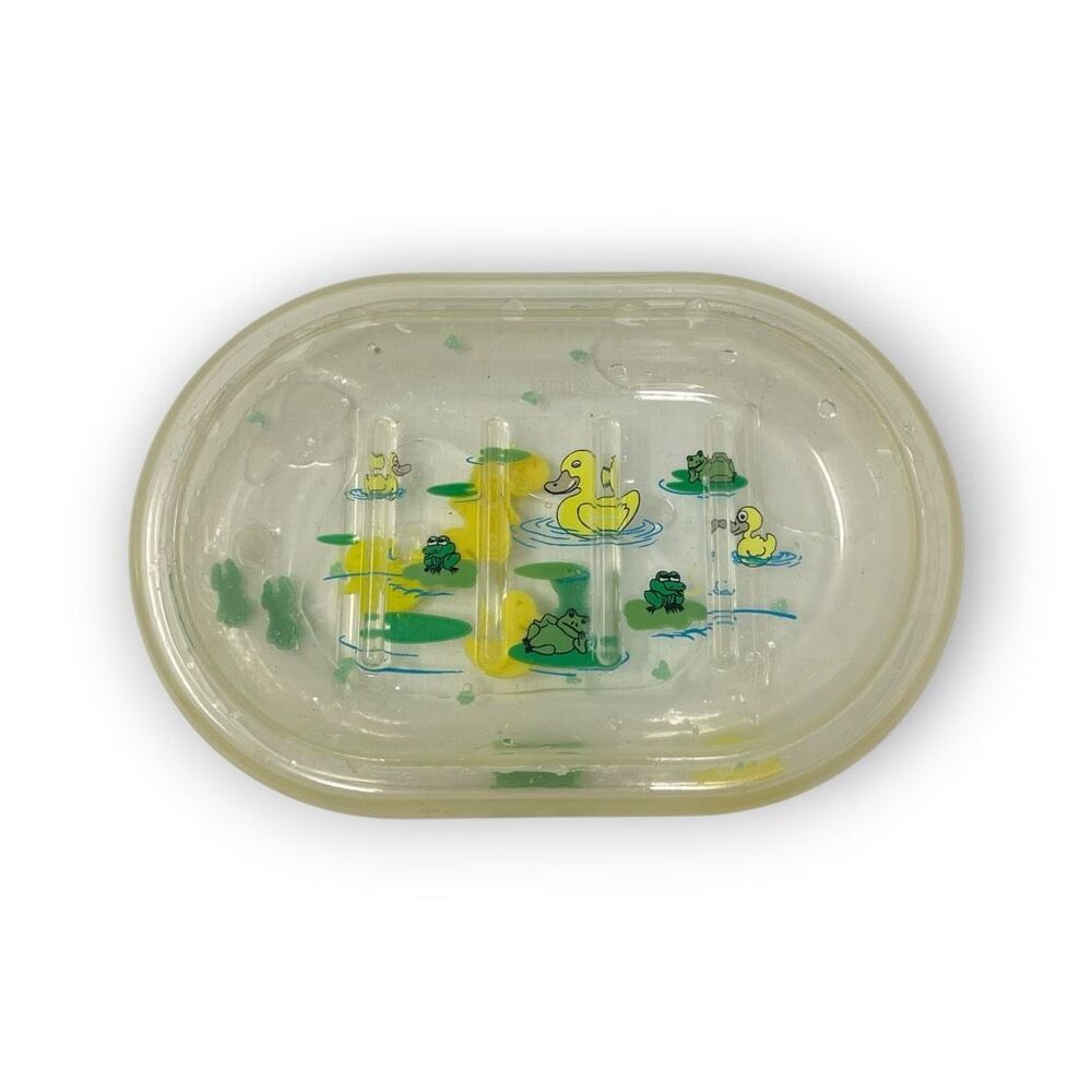 Yellow Duck Green Frog Decor 90s Y2K Bathroom Soap Holder Tray Water Filled
